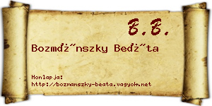 Bozmánszky Beáta névjegykártya